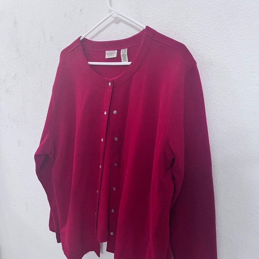 Classic Elements Red Button-Up Cardigan - Size 16-18W